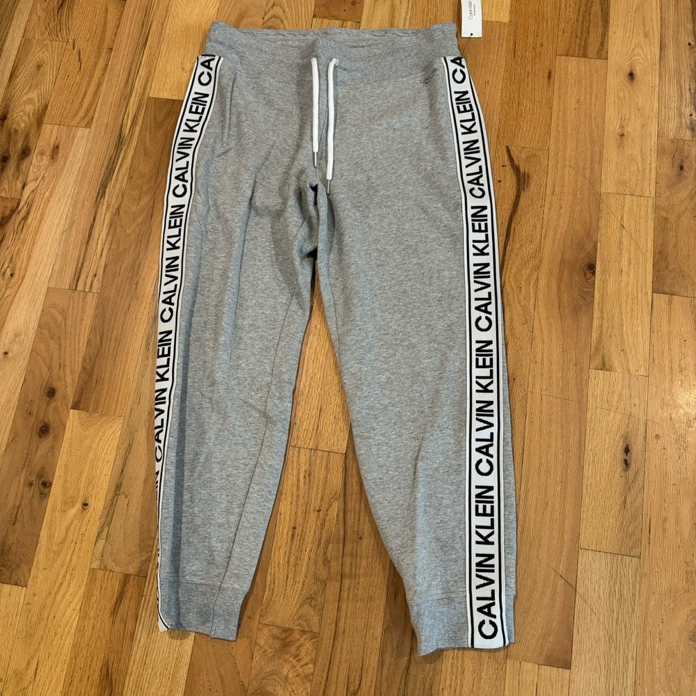 Calvin Klein performance sweat pants joggers gym gray white logo